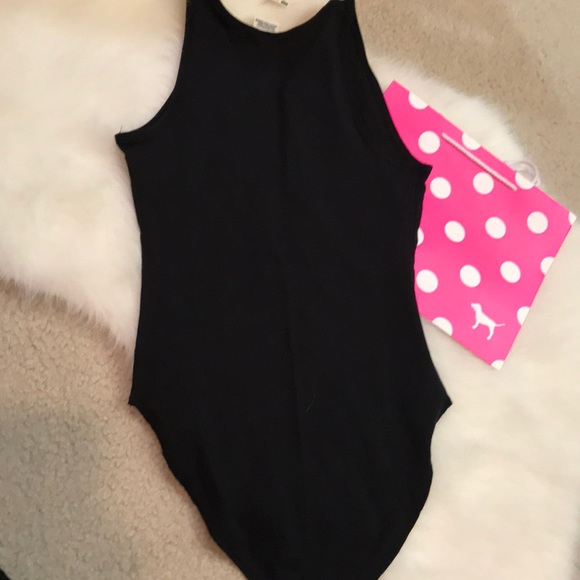 NWT Pink by VS black dog logo bodysuit sz Xsm - Picture 4 of 5